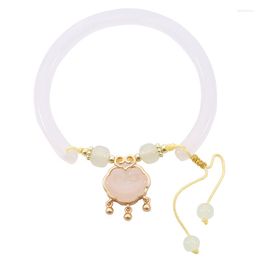 Charm Bracelets Retro Safety Lock Bracelet Adjustable Auspicious Cloud Square Lotus Seed For Women