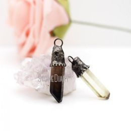 Pendant Necklaces PM42414 Smoky Quartz Point Antique Silver Plated Rough Natural Healing Crystal Jewellery For Women