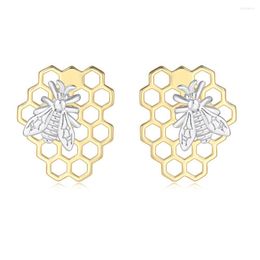 Stud Earrings Double Fair Aesthetic Earring For Women Creative Design Bee Honeycomb Piercing Earing Jewellry Christmas Gift Jewellery E212