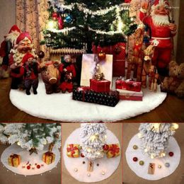 Christmas Decorations 60cm White Tree Skirt Luxury Faux Fur Xmas Floor Decor Ornament Solid Color Plush