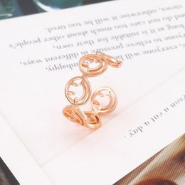 Cluster Rings 2023 Whole Sale Offers Cute Smilely Face Happy Rose Golden Open Finger