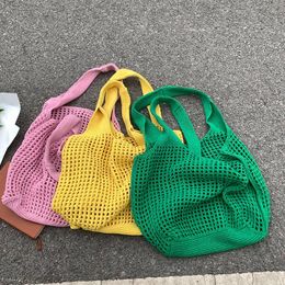 Evening Bags Oversize Polyester Tote Bag Knitting Handbag Fashion Travel Boho Straw Hollow Summer Beach Shoulder High Capacity Bolsos