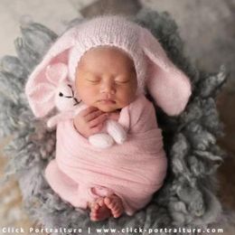 Caps Hats Baby Pink born Bunny Hat Bunny Toy Set Props Handmade Pink Bonnet Angora Bonnet Rabbit Doll Pography Props 230313