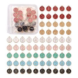 Charms 7sets/box Alloy Enamel Flat Round 26 Letter A-Z Number 0-9 Charm Pendants For DIY Necklace Jewelry Making Decor Mix ColorCharms