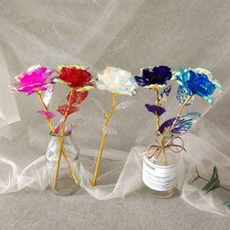 Decorative Flowers Wreaths 5PC Colorful Luminous Rose DIY Wedding Party Home Gift Artificial LED Light Flower Unique Gifts For Girls Artificial Flowers 230313