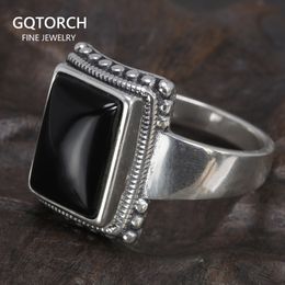 Wedding Rings Solid 925 Sterling Silver Lucifer Rings with Black Onyx Natural Stone Handmade Statement Ring TV Show Jewellery 230313