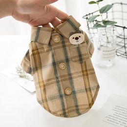 Dog Apparel Pet Cat Shirts Spring Autumn Cotton Gentry Plaid Clothes For Small Pets Yorke Poodle Classic Base Button Coats Costumes