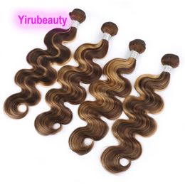 Hair Extensions Body Wave Malaysian Human Virgin Hair Double Wefts P4 27 Piano Color 10-30inch 4 Pieces/lot