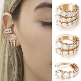 Backs Earrings The Pierced Female Simple And Fashionable Temperament European American Multi-layer Diamond C-shaped