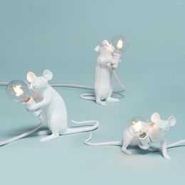 Night Lights NICLUX Modern Resin Mouse Table Lamp Mini Rat Light Desk Nordic Kids Room Decor LED Bedside Lighting Fixtures
