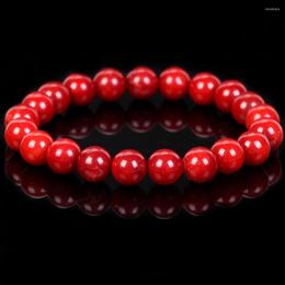 Strand 6/8mm Natural Stone Bracelet Red Coral Jades Beads For Men Women Jewelry Gift Healing Energy