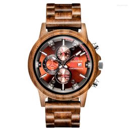 Wristwatches Reloj Hombre Sport Top Brand Men's Watches Custom Pattern On The Back Wooden Band Luxury Quartz Wood