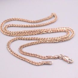 Chains Au750 Real 18K Rose Gold Chain Neckalce For Women Female 1.8mmW Hollow Wheat Choker Necklace 16''L Jewellery