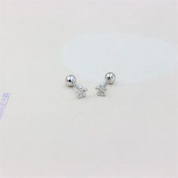 Stud Earrings ZFSILVER Sterling 925 Silver Cute Girl Simple Mini Flower Screw Ball Earring For Women Charm Jewellery Accessories Gifts