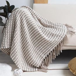 Blankets Chenille Knitted Blanket For Sofa Nordic Throws Plaid On The Tassels Home Decor Bed Office Travel Car