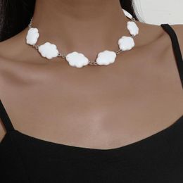 Chains Simple White Cloud Shape Resin Handmade Necklace For Women Stainless Steel Chain Birthday Gift Jewellery