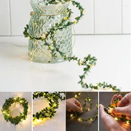 Decorative Flowers Artificial Leaf Led String Lights Garland Plants Vine Fake Foliage Handmade For Home Decor Wedding Decoration DIY Wreath