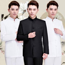 Men's Suits Chinese Ancient Men Stand Collar Clothing Slim Tunic Suit Men'S Stage Costume For Wedding Homme Mariage SL1538