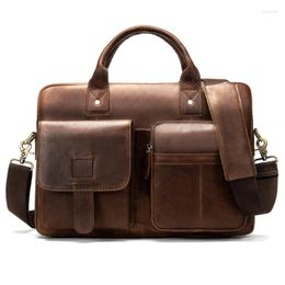 Briefcases Luufan Design Briefcase Bag Men's Genuine Leather Laptop Office Tote Bags For Men Business Document Handbag