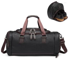 Outdoor Bags PU Leather Duffel Bag Fitness Shoulder Gym Pack Crossbody Sport Gymnastics Shoes Compartment Gadgets