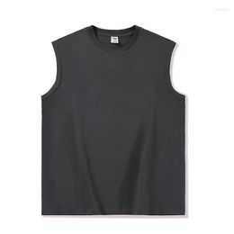 Men's Tank Tops 2023 Summer Men Loose Cotton Sleeveless Solid Colour Vest Male Round Neck Tshirts Fashion Fitness Tees S-3XL