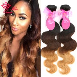 Ombre Colour Hair Extensions Brazilian Body Wave 3 Tone #1B/4/27 100% Human Hair Weave Bundles Deal Queen Hair Products