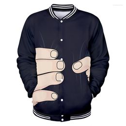 Men's Jackets 3d Baseball Jacket Coat Funny Big Finger Print Men Women Hoodie Sweatshirt Tops Pocket Button Long Sleeve Hoodies 4XL