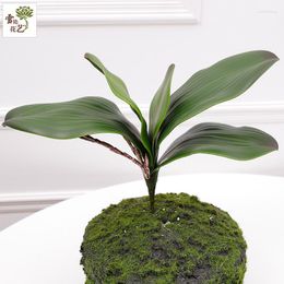 Decorative Flowers Simulation Orchid Leaf Phalaenopsis Artificial Potted Flower Arrangement With Art Bonsai Decoration Material