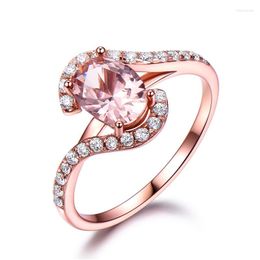 Cluster Rings 925 Sterling Silver Pink Nano Morganite Blue White Zircon Ring Vintage Ladies Fashion Jewellery Wedding Engagement