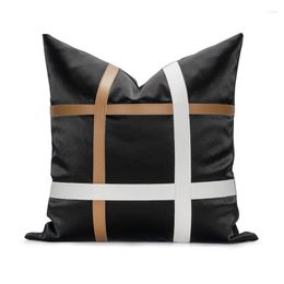 Pillow Ornamental Pillows For Living Room Sofa Ramadan Pu Leather Plaid Cover Home Decor Luxury Throw 45x45 30x50