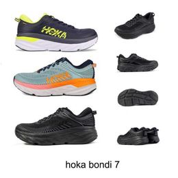 Motorcycle Boots Bondi Height Increasing One Shoes Hoka 7 Shock Absorption Road Running Bondi7 Non-slip Cushioning Sports Pure Black Couple Leisure trend