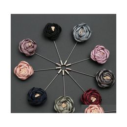 Jewellery Flowers Brooches Cors Pins For Men And Women Highgrade Fabric Edition Dress 9 Colour Cloth Gift Cardigan Drop Delivery Weddin Dh9Sf