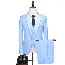 Men's Suits Men Boutique Sets Groom Wedding Dress Pure Colour Formal Wear Business 3 P Jackets Pants Vest Size 5XL