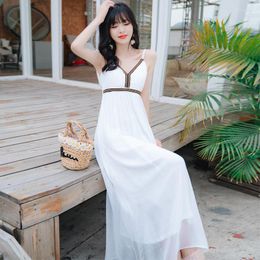 Casual Dresses Sexy Camisole Summer Dress Women Mulberry Silk Maxi For Sleeveless White Holiday Vestido De Mujer Zm
