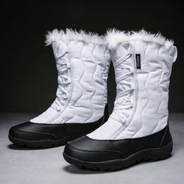 Boots Snow Women 2023 Waterproof Non-slip Winter Cotton Female Warm Plus Velvet Thick Lace Up Shoes Size