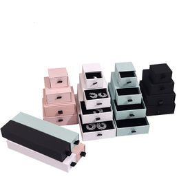 Jewellery Boxes 10PCs Jewellery Organiser Display Gifts Packaging Box Holder Black Pink White Kraft Paper Engagement Ring Necklace Bracelet Boxes 230311
