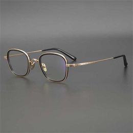 Brand Sunglasses new Japanese Zhongjin carved glasses small box Titanium eye frame men's and women's myopia pure titanium art