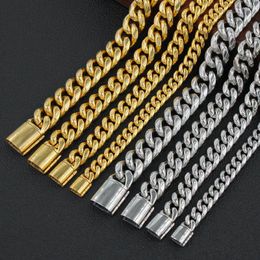 Chains Necklace Men Stainless Steel 8mm/10mm/12mm/14mm Cuban Chain Punk Thick Link Flip Button Hip Hop Jewellery YS150