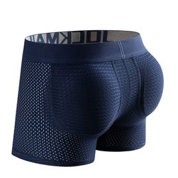 Underpants Sexy Men Padded Underwear Mesh Boxer Bulge Enhancer Underwear Men Buttocks Lifter Enlarge Butt Push Up Pad Underpants Panties 230313