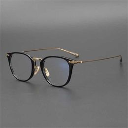 Brand Sunglasses new Japanese handmade ultra-light pure titanium eyeglasses face can be matched with myopia height large glasses frame for men