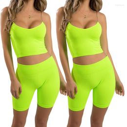 Active Sets Seamless Women Yoga Set Workout Sportswear Gym Clothing Fitness Sleeveless Crop Top High Waist Shorts Leggings Sports Suits