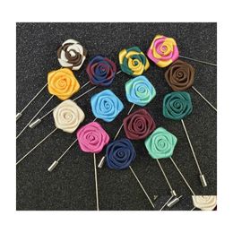 Jewellery Fashion Flower Brooch Lapel Pins Handmade Boutonniere Stick With Fabric Flowers For Gentleman Suit Wear Men Accessories Drop Dhinb