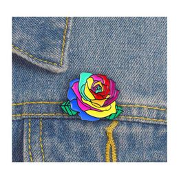 Jewelry Women Cor Colorf Flower Brooch Pin Rainbow Plant Brooches Lapel Badges Gifts For Friend Wholesale Drop Delivery Wedding Part Dhhav
