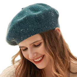 Visors Simple Women Beret Dome Temperament Hat Solid Color Shiny Peaked CapVisors
