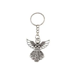30pcs Antique silver Alloy Angel Band Chain key Ring Travel Protection DIY Jewelry266d