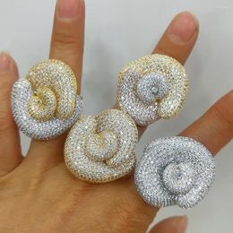 Cluster Rings Soramoore Trendy 3 Detachable DIY Charm Big Flowers Saudi Arabic Dubai Ring Aretes De Mujer Modernos High Quality 2023