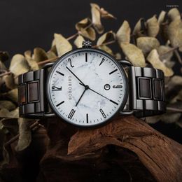 Wristwatches BOBO BIRD Wood Men Watch Top Brand Fashion Japanese Quartz Movement Wooden Gift Box Man Clock Drop