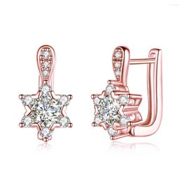 Hoop Earrings Hexagram Moissanite Ear Buckles For Women Romantic Wedding Accessories 925 Silver Trendy Fine Jewelry