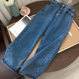 Womens Jeans Street Casual High Waist Pants Korean Fashion Light Blue Straight Cotton Loose Black Female 230313