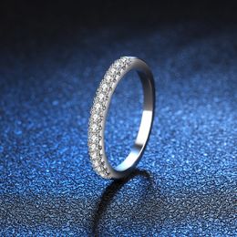 Women's ring stones S925 Sterling Silver Platinum Plated Moissanite Set Ring Simple 22 Points Moissanite Full Diamond Ring